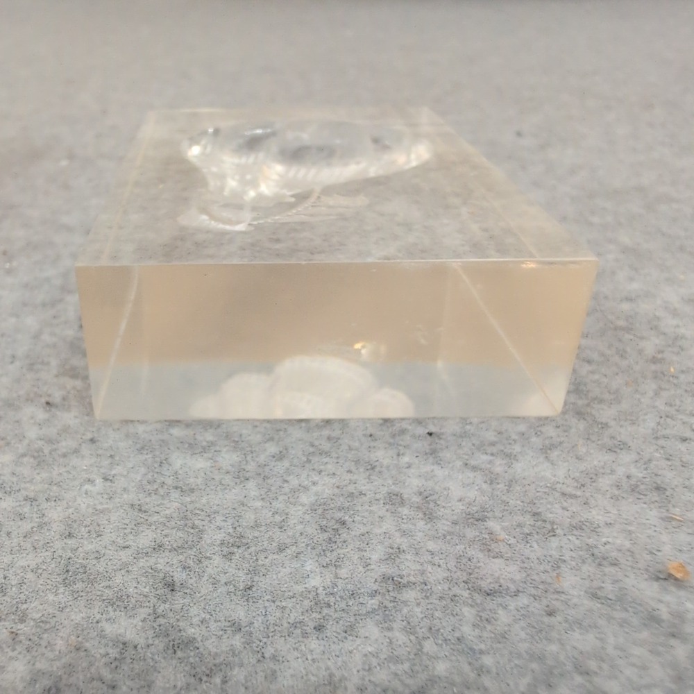 Vintage Etched Hot Air Balloon Acrylic Block Paperweight Clear Lucite Decor - Picture 3 of 4